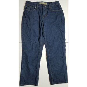 Cabela's Casuals Plaid Flannel Lined Blue Denim Jeans Women's Size 10 Short
